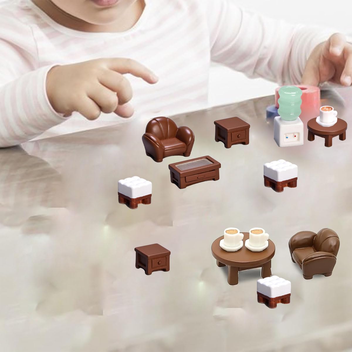 7Pcs Miniature Decorative Items, Nostalgic Furniture Resin